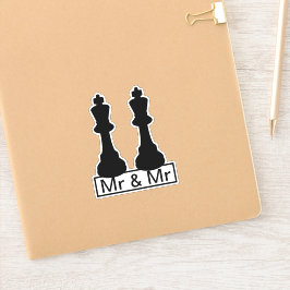 Mr. und Mr. King Schach Pieces Gay Wedding Aufkleber