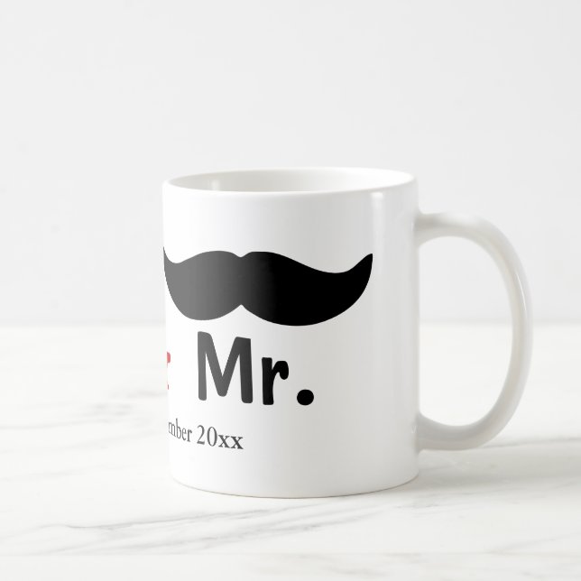 Mr. und Mr. Mustache Gay Wedding anpassbar Kaffeetasse (Rechts)