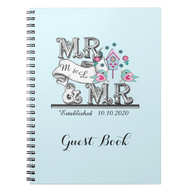Mr. und Mr. Niedlich Personalisiert Gay Wedding Gu Notizblock (Vorderseite)