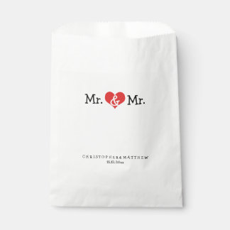 Mr. und Mr. Red Heart Wedding Personalisiert Geschenktütchen