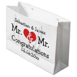 Mr. und Mr. Red Heart Wedding Personalisiert Große Geschenktüte