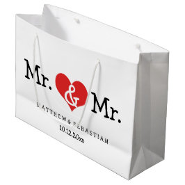 Mr. und Mr. Red Heart Wedding Personalisiert Große Geschenktüte
