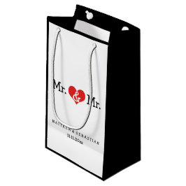 Mr. und Mr. Red Heart Wedding Personalisiert Kleine Geschenktüte