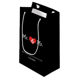 Mr. und Mr. Red Heart Wedding Personalisiert Kleine Geschenktüte