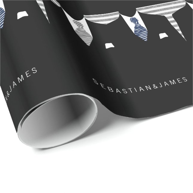 Mr. und Mr. Two Grooms in Krawatte Hochzeit Geschenkpapier (Rolleneckpunkt)