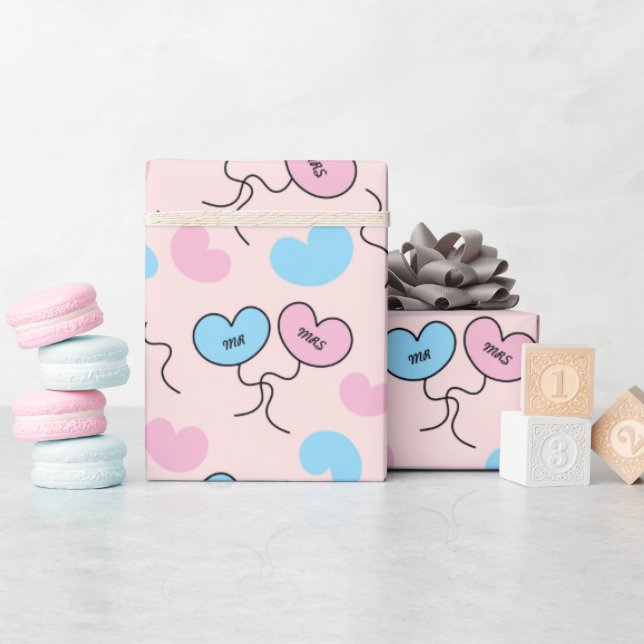 Mr. und Mrs. Balloons Wedding Party Geschenk nahtl Geschenkpapier (Babyparty)