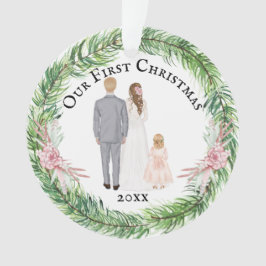 Mr. und Mrs. Bride Bräutigam Kinderkaukasische Fam Ornament