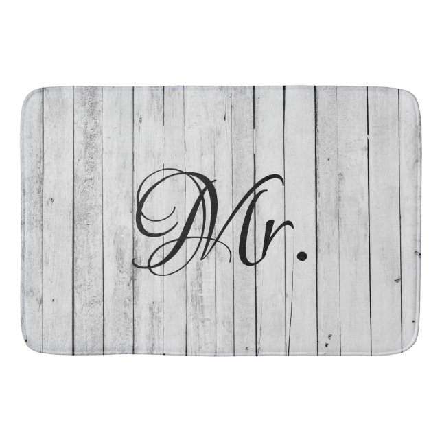 Mr. und Mrs. Bride Groom Rustic Badematte (Vorderseite)