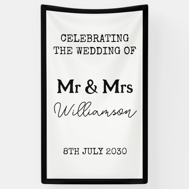 Mr. und Mrs. Celebration Black and White Banner (Vertikal)