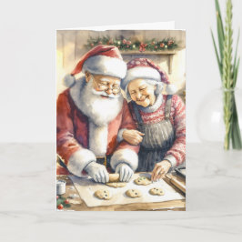 Mr. und Mrs. Claus Baking Cookies Custom Christmas Karte