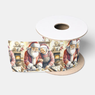 Mr. und Mrs. Claus Baking Cookies Custom Christmas Satinband