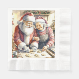 Mr. und Mrs. Claus Baking Cookies Custom Christmas Serviette