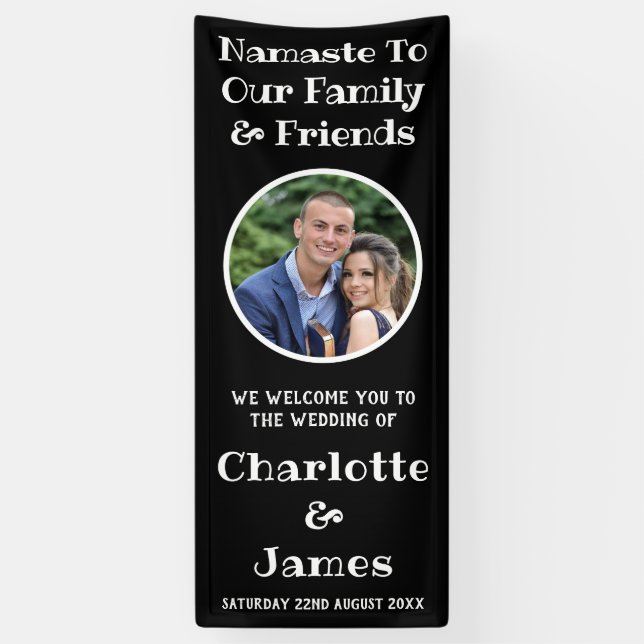 Mr. und Mrs. Couple Foto Black and White willkomme Banner (Vertikal)