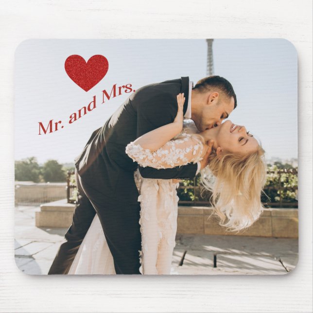 Mr. und Mrs. Custom Wedding Foto Mousepad (Vorne)