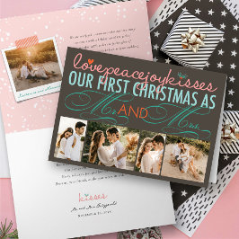 Mr. und Mrs. First Christmas Foto Collage Hochzeit Feiertagskarte
