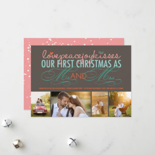 Mr. und Mrs. First Christmas Foto Collage Hochzeit Feiertagskarte