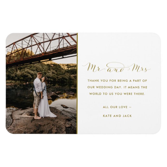 Mr. und Mrs. Gold Wedding Foto Vielen Dank Magnet (Horizontal)