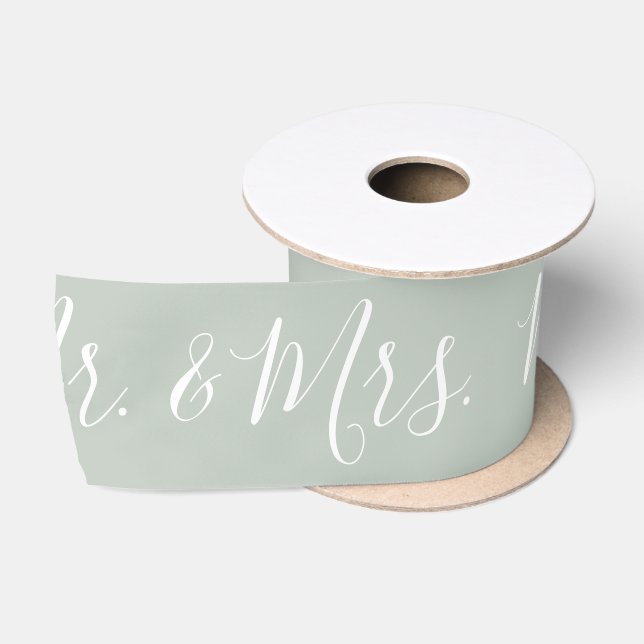 Mr. und Mrs. Green Wedding Brautparty Script Satinband (Spule)