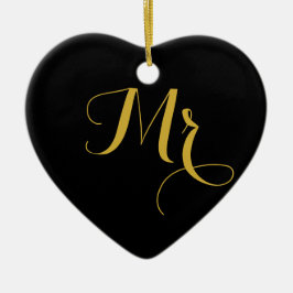 Mr. und Mrs Heart Shaped Keramik Ornament