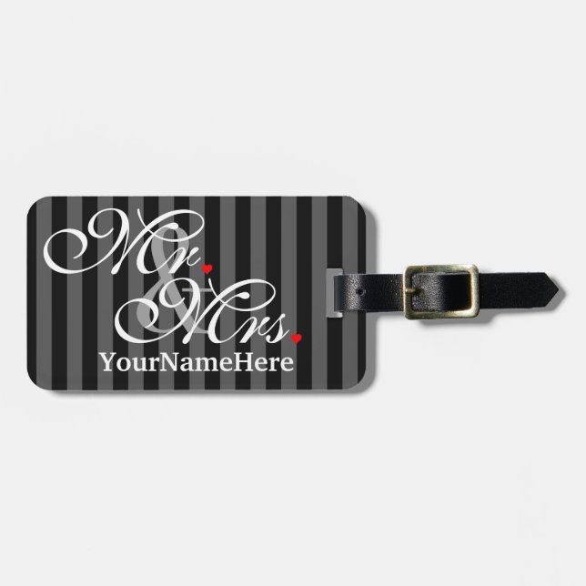 Mr. und Mrs. Husband Ehefrau Seine neuen Wünsche Gepäckanhänger (Vorderseite horizontal)