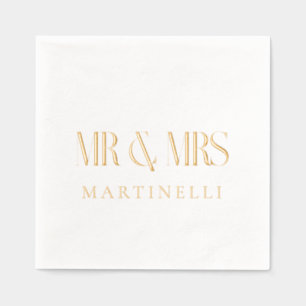 Mr. und Mrs. maßgeschneidertes modernes Design Servietten Mit Folie