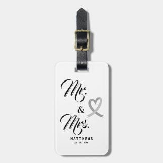 Mr. und Mrs. Monogram Black and White Wedding Lugg Gepäckanhänger