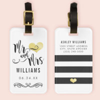 Mr. und Mrs. Monogram Black Gold Wedding neu