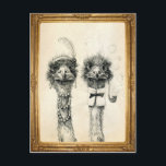 Mr. und Mrs. Ostrich gerahmt Postkarte<br><div class="desc">Vintage Postübergangskarte. Das Original des Künstlers zeichne auch für Brautparty oder Einladung geeignet. Wenn Sie es kaufen,  schreiben Sie bitte eine Rezension! Ich muss wissen,  wie gut Zazzle meine Kunst druckt!!!</div>