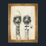 Mr. und Mrs. Ostrich gerahmt Postkarte<br><div class="desc">Vintage Postübergangskarte. Das Original des Künstlers zeichne auch für Brautparty oder Einladung geeignet. Wenn Sie es kaufen,  schreiben Sie bitte eine Rezension! Ich muss wissen,  wie gut Zazzle meine Kunst druckt!!!</div>