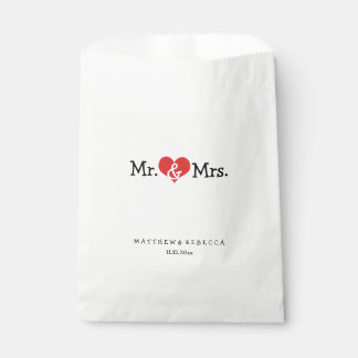 Mr. und Mrs. Red Heart Wedding Personalisiert Geschenktütchen