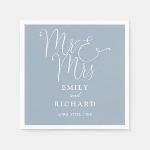 Mr. und Mrs. Script Elegant Dusty Blue Wedding Serviette