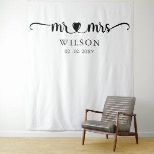 Mr. und Mrs. Script Wedding Foto Prop Hintergrund Wandteppich