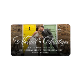 Mr. und Mrs. Verheiratet First Christmas Foto Wedd Adressaufkleber