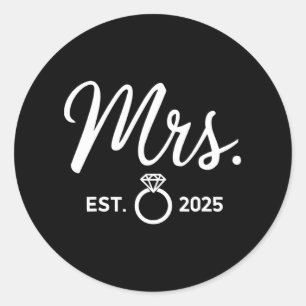 Mr. und Mrs. Verlobung T-Shirts gerade verheiratet Runder Aufkleber