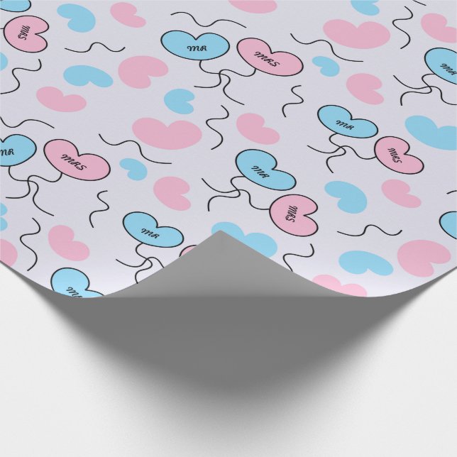 Mr. und Mrs Wedding Balloons Brautparty nahtlos Geschenkpapier (Ecke)