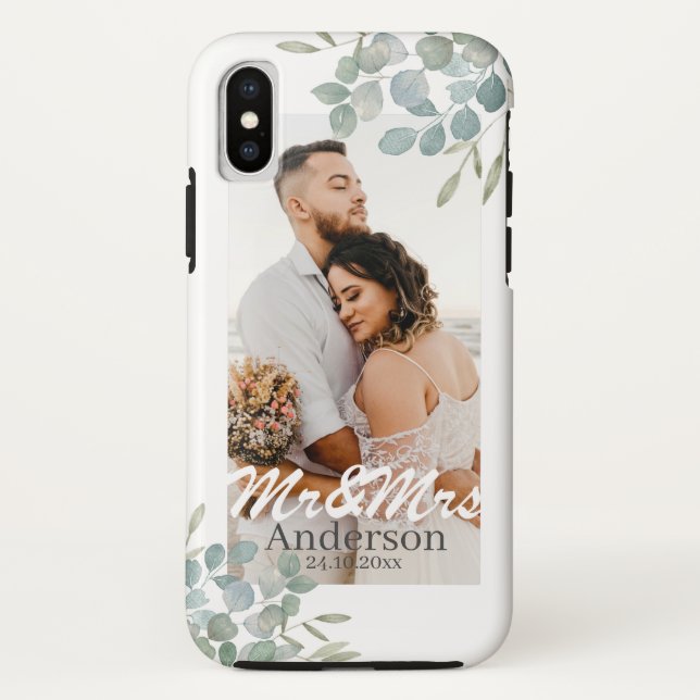 Mr. und Mrs. Wedding Foto Name Case-Mate iPhone Hülle (Rückseite)