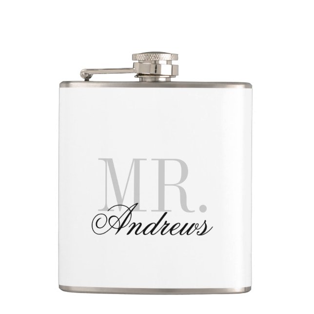 Mr. und Mrs. Wedding Monogram Flachmann (Vorderseite)