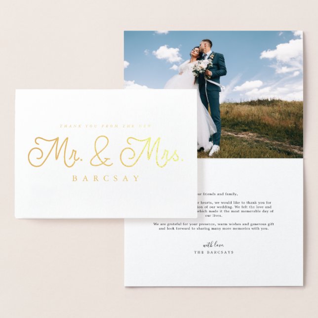 Mr. und Mrs. Wedding Vielen Dank Foto Folienkarte (Anzeige)