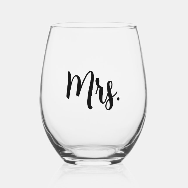Mr. und Mrs. Wedding Weinglas Ohne Stiel (Vorderseite)