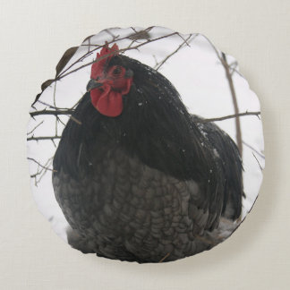 Mr Wertvoll - Rooster on Round Pillow Rundes Kissen
