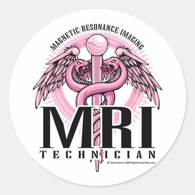 MRI Pink Caduceus Runder Aufkleber (Vorderseite)