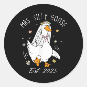 Mrs Albern Goose Couple Matching Wedding Funny Bri Runder Aufkleber