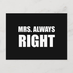 Mrs Always Right Funny Couple Set Postkarte