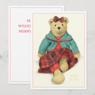 MRS. BEAR 12x18 Flat Christmas Card Feiertagskarte