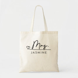 Mrs. Black Modern Script Custom Wedding Monogram Tragetasche
