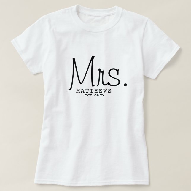 Mrs. Black Modern Script Custom Wedding neu T-Shirt (Design vorne)