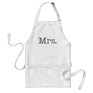Mrs. Black Typwriter Red Heart Womens Wedding Schürze