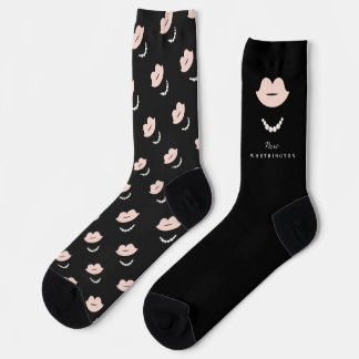 Mrs. Bride Lips & Pearls Stilvolles Chic Hochzeits Socken