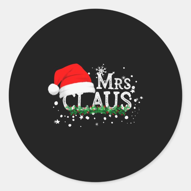 Mrs Claus Christmas Couples Matching Her Xmas Paja Runder Aufkleber (Vorderseite)
