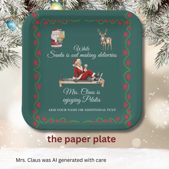 Mrs. Claus genießt Pilates Name  Pappteller (Von Creator hochgeladen)